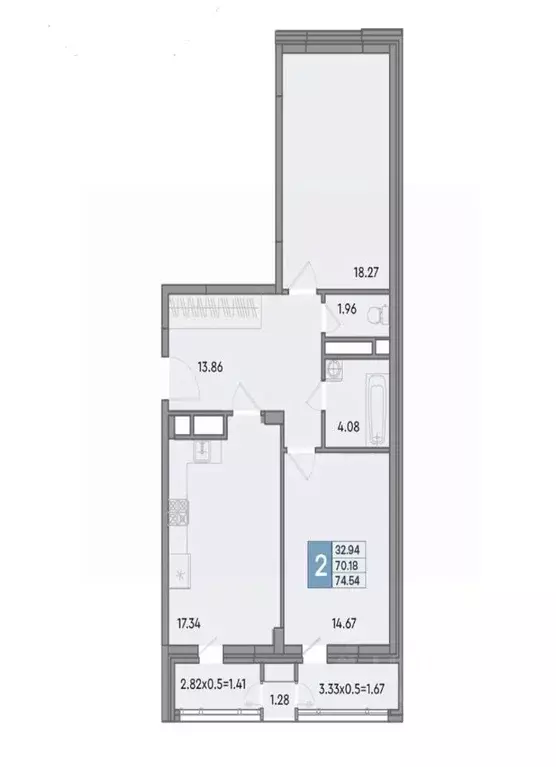 2-к кв. Краснодарский край, Краснодар ул. Шоссе Нефтяников, 26 (74.54 ... - Фото 1