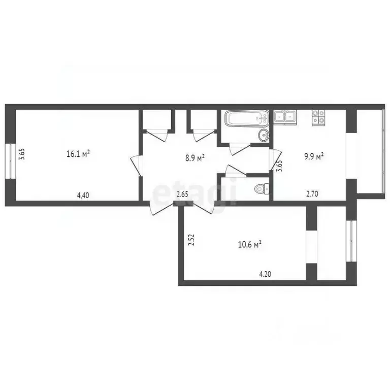 2-к кв. Крым, Бахчисарай ул. Советская, 18 (55.4 м) - Фото 0