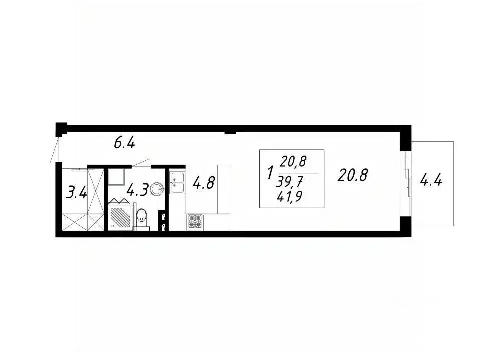 1-к кв. Ставропольский край, Ессентуки Озеро жилой комплекс (41.9 м) - Фото 1