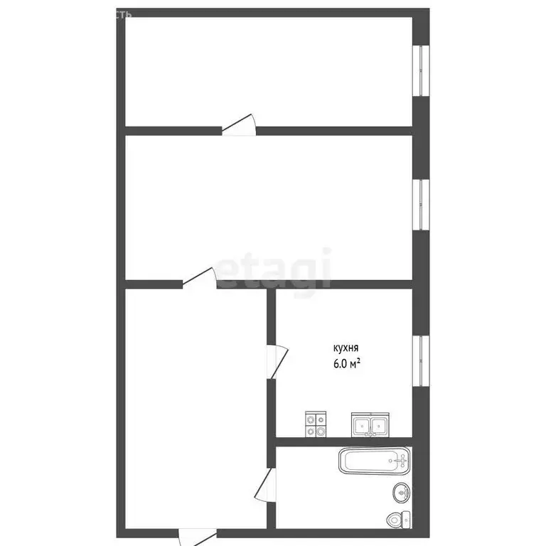 2-комнатная квартира: Алапаевск, улица Пушкина, 66 (40.1 м) - Фото 1
