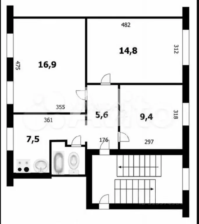 3-к. квартира, 55 м, 2/3 эт. - Фото 0