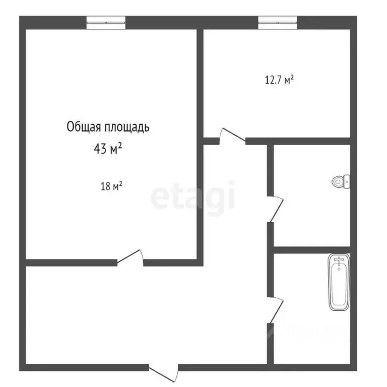 1-к кв. Брянская область, Брянск ул. Романа Брянского, 29 (43.0 м) - Фото 1