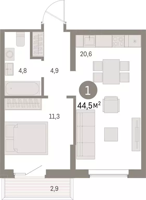 1-комнатная квартира: Курган, жилой район Центральный, ЖК Дом Кино ... - Фото 2