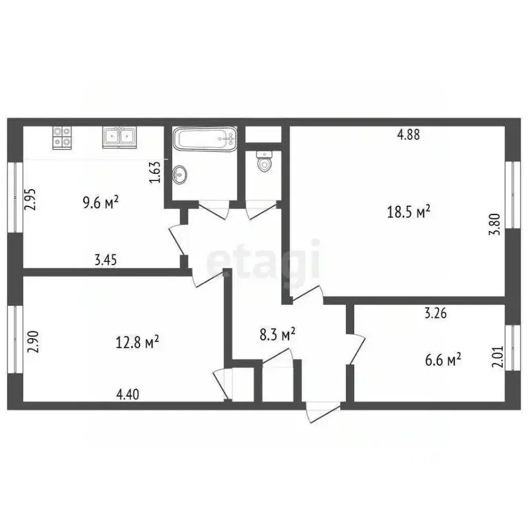 3-к кв. Татарстан, Набережные Челны ул. Шамиля Усманова, 16 (66.0 м) - Фото 1