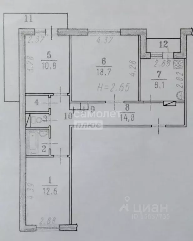 3-к кв. Омская область, Омск ул. Рокоссовского, 18 (70.5 м) - Фото 2