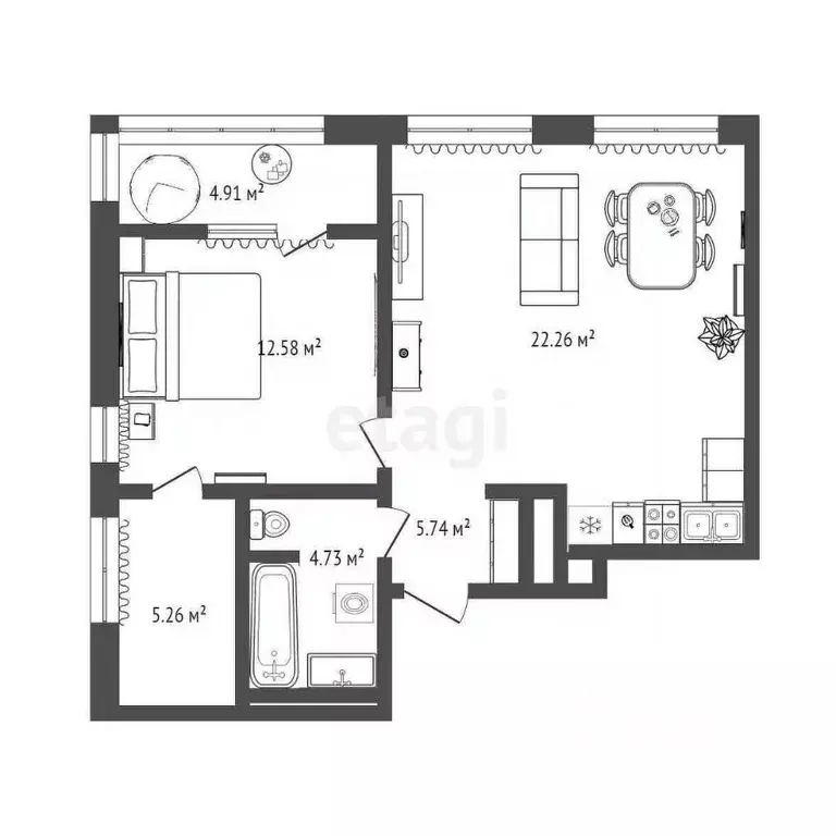 2-к кв. Тюменская область, Тюменский муниципальный округ, д. Дударева ... - Фото 2