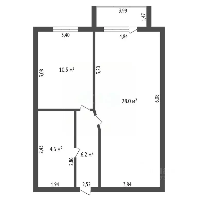 1-к кв. Амурская область, Благовещенск Зейская ул., 222 (49.0 м) - Фото 2