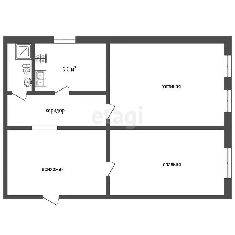 2-комнатная квартира: Коркино, улица 30 лет ВЛКСМ, 7 (50 м) - Фото 0