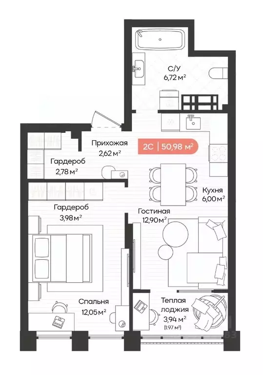 2-к кв. Новосибирская область, Новосибирск Баланс жилой квартал,  ... - Фото 0