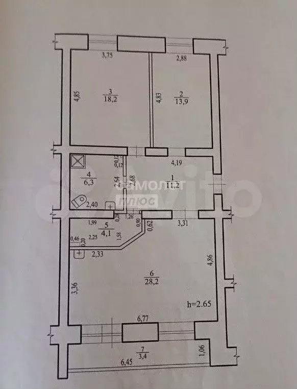 2-к. квартира, 81,9 м, 6/9 эт. - Фото 0