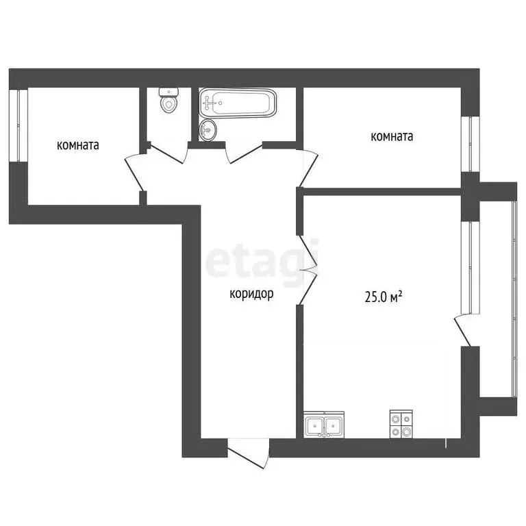 2-комнатная квартира: Тюмень, улица Самарцева, 30 (64 м) - Фото 1