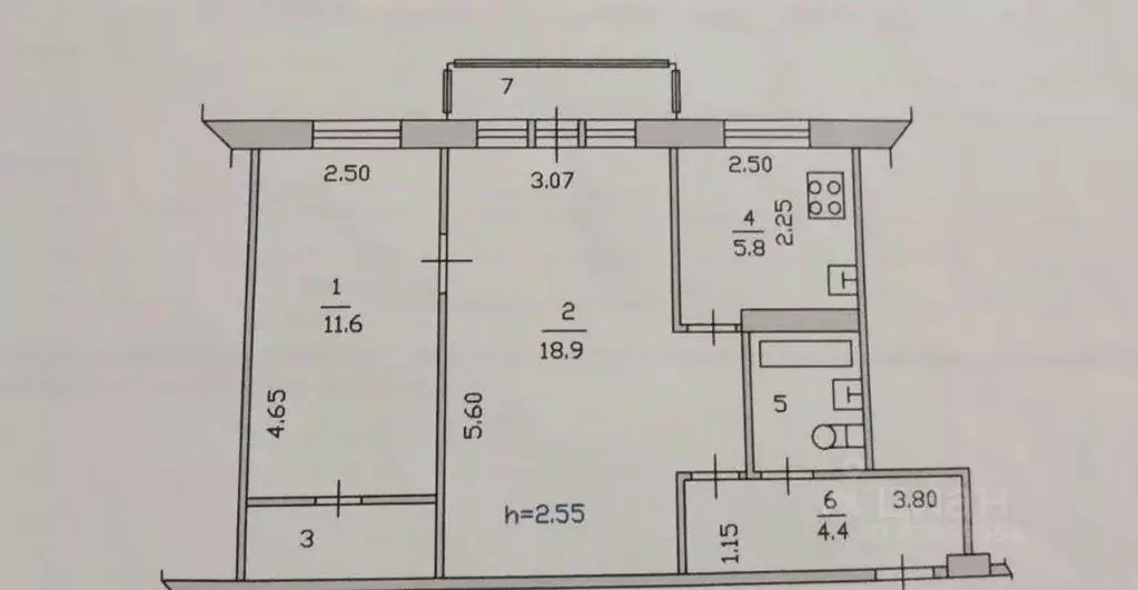 Квартира, 2 комнаты, 46 м - Фото 1