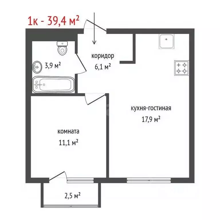 1-к кв. Свердловская область, Екатеринбург ул. Хуторская, 1/3 (39.4 м) - Фото 1