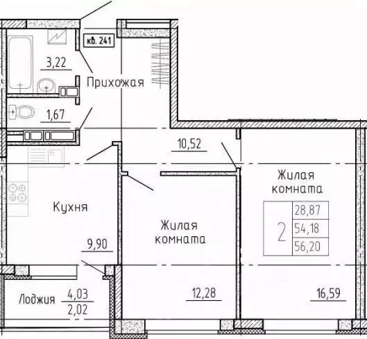 2-к кв. Воронежская область, Воронеж Московский просп., 66 (56.2 м) - Фото 0