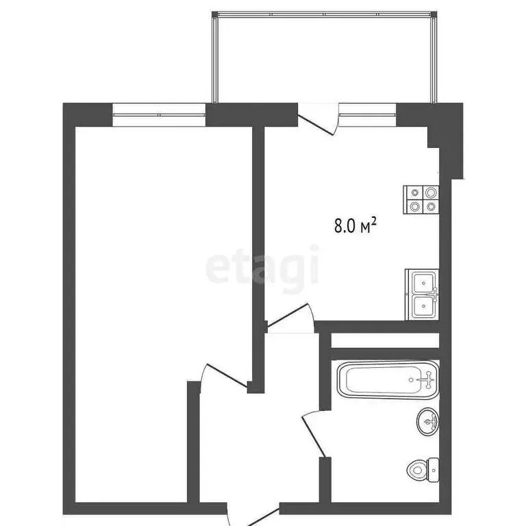 1-комнатная квартира: Тюмень, улица Пермякова, 81 (30 м) - Фото 0