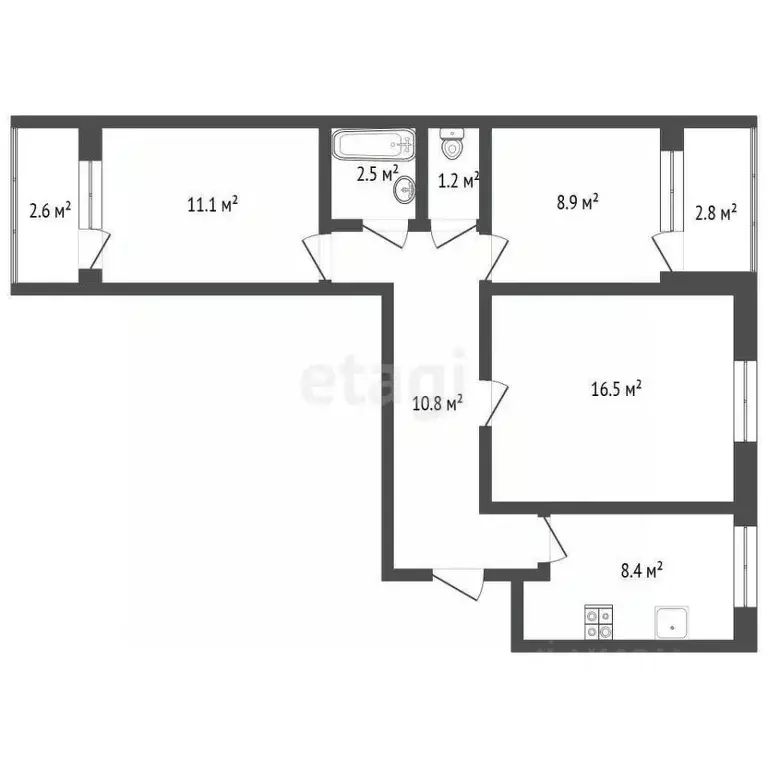 3-к кв. Башкортостан, Стерлитамак Коммунистическая ул., 75 (61.4 м) - Фото 0