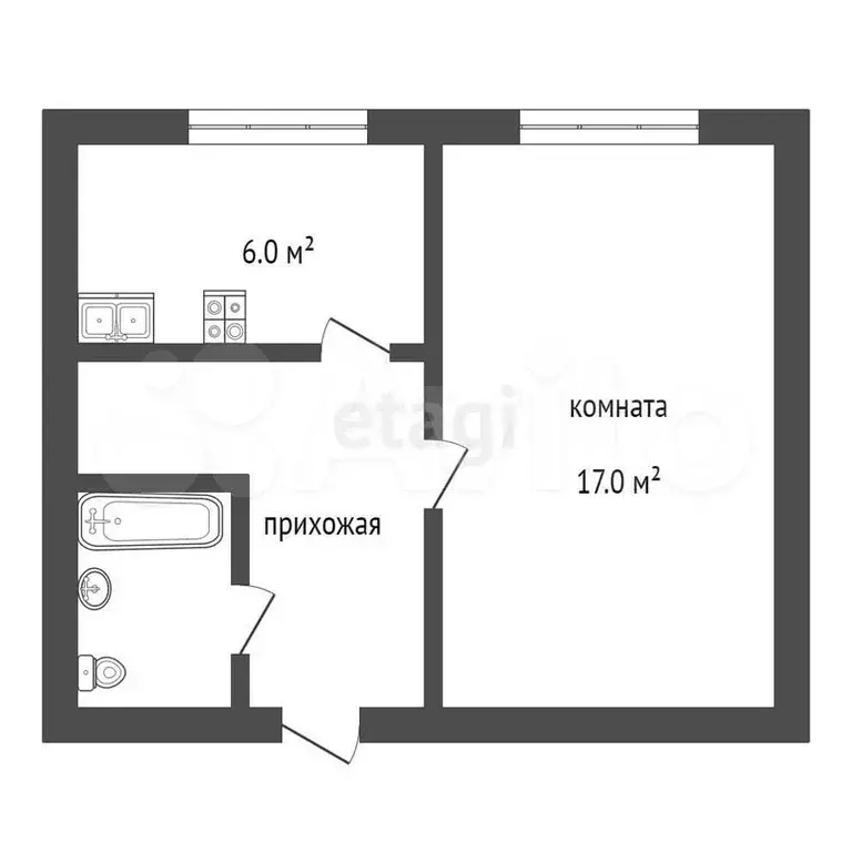 1-к. квартира, 34 м, 2/2 эт. - Фото 0