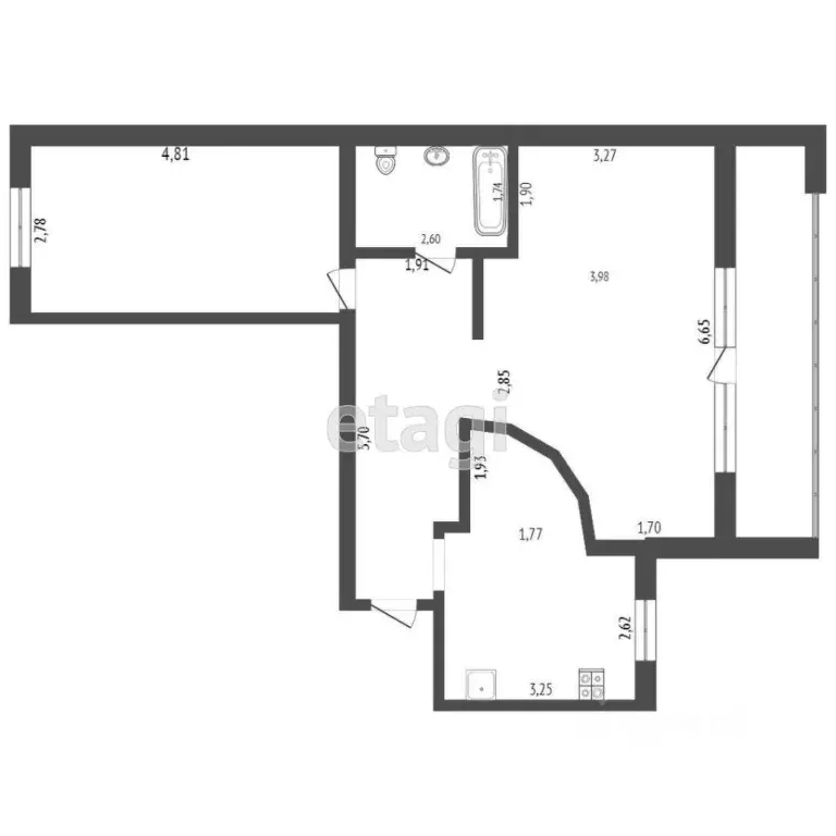 2-к кв. Тюменская область, Тюмень Микрорайон мыс, ул. Малиновского, 6 ... - Фото 2
