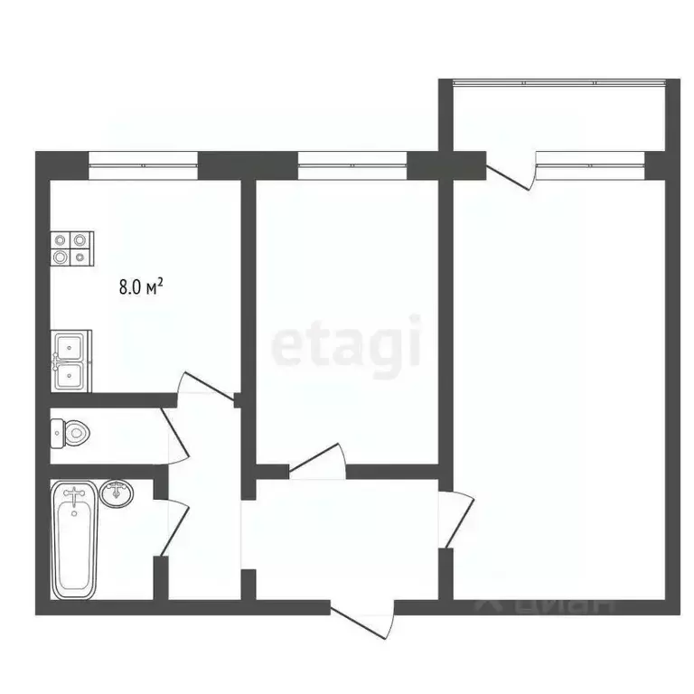 2-к кв. Нижегородская область, Выкса ул. Красные зори, 4 (52.0 м) - Фото 2