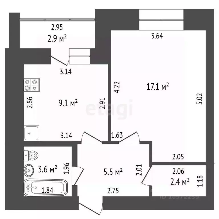 1-к кв. Башкортостан, Стерлитамак просп. Октября, 44 (37.7 м) - Фото 1