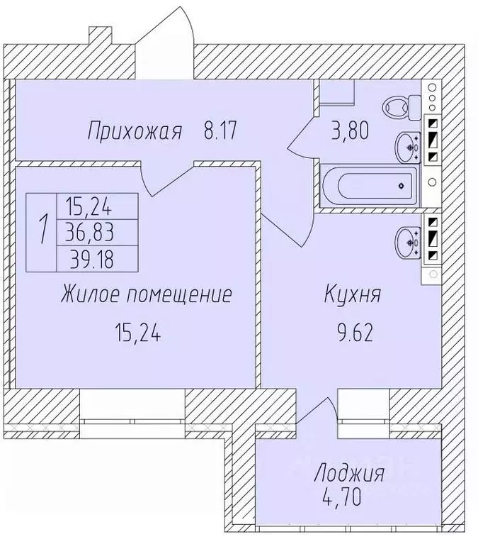 1-к кв. Белгородская область, Старый Оскол Степной мкр,  (39.18 м) - Фото 0