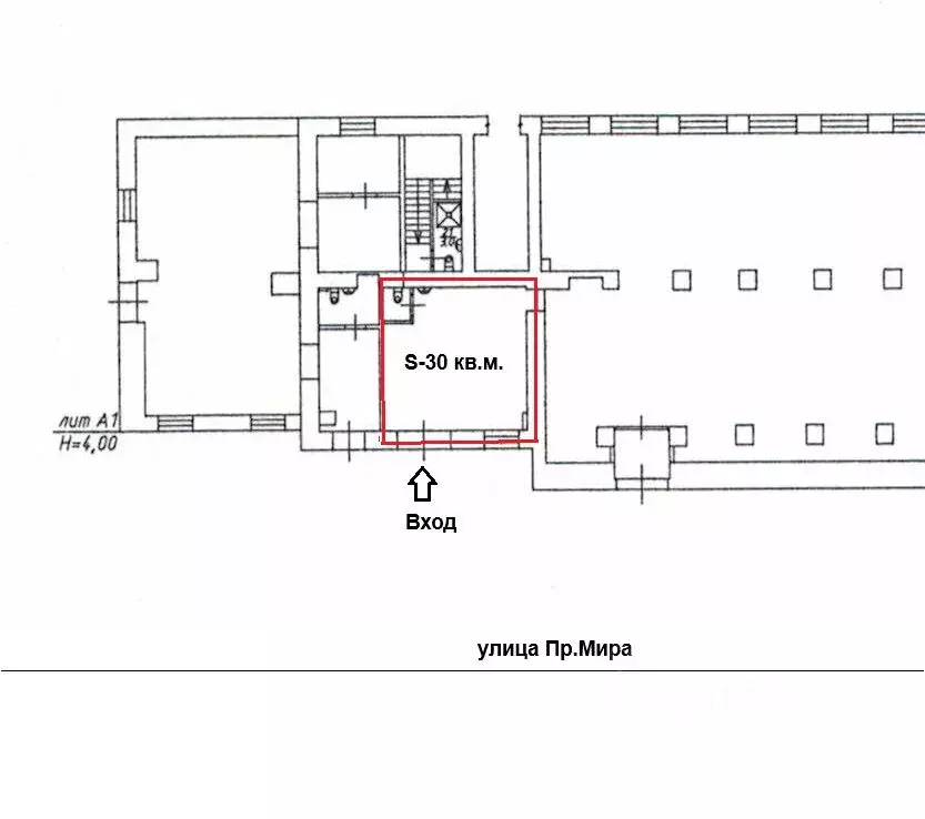 Торговая площадь в Омская область, Омск просп. Мира, 51 (30 м) - Фото 1