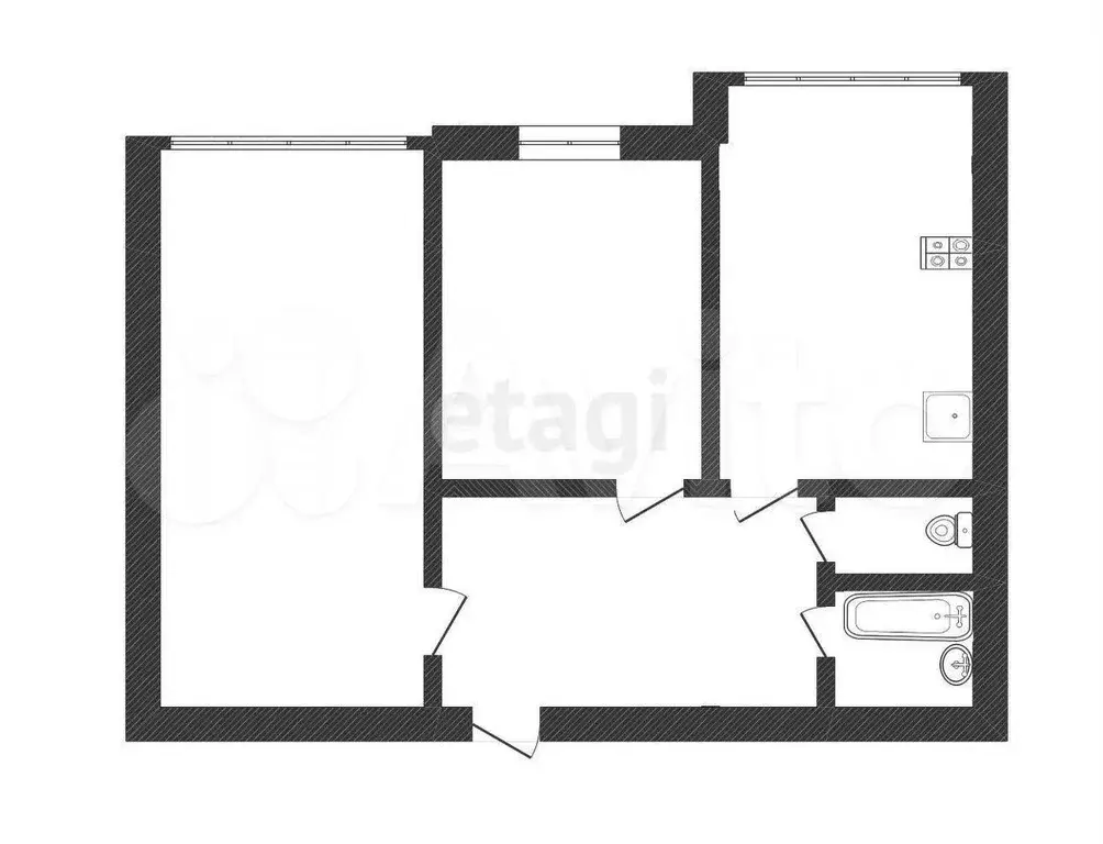 2-к. квартира, 48,1 м, 4/5 эт. - Фото 0