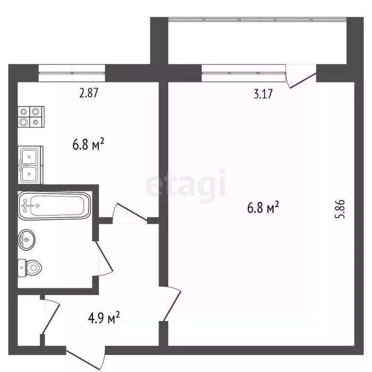 1-к кв. Вологодская область, Вологда Сухонская ул., 15 (34.5 м) - Фото 2