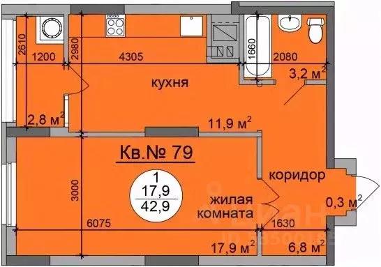 1-к кв. Рязанская область, Рязань ул. Старое Село, 2 (44.3 м) - Фото 0