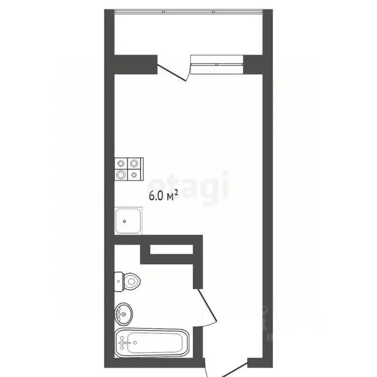 Студия Тюменская область, Тюмень ул. Вадима Бованенко, 3 (22.2 м) - Фото 1