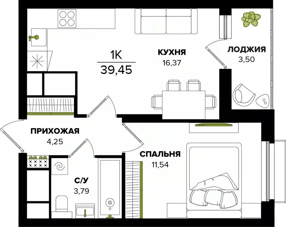 1-к кв. Тульская область, Тула  (39.45 м) - Фото 0