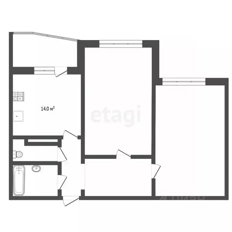 2-к кв. Тюменская область, Тюмень ул. Николая Семенова, 25 (62.3 м) - Фото 2