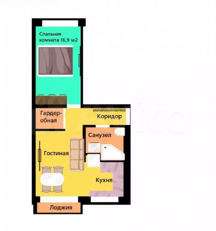 2-к. квартира, 48,5 м, 4/5 эт. - Фото 0