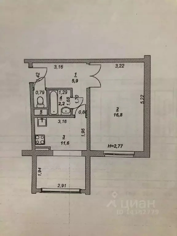 1-к кв. Ханты-Мансийский АО, Нягань 2-й мкр, 19 (37.4 м) - Фото 0