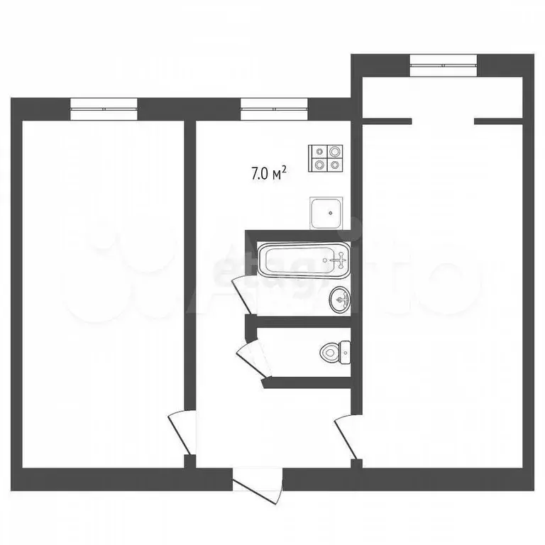 2-к. квартира, 44,4 м, 3/5 эт. - Фото 0