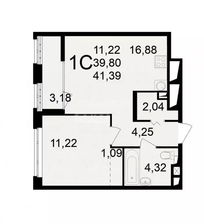 2-комнатная квартира: Рязань, улица Чкалова, 23к1 (39.8 м) - Фото 2
