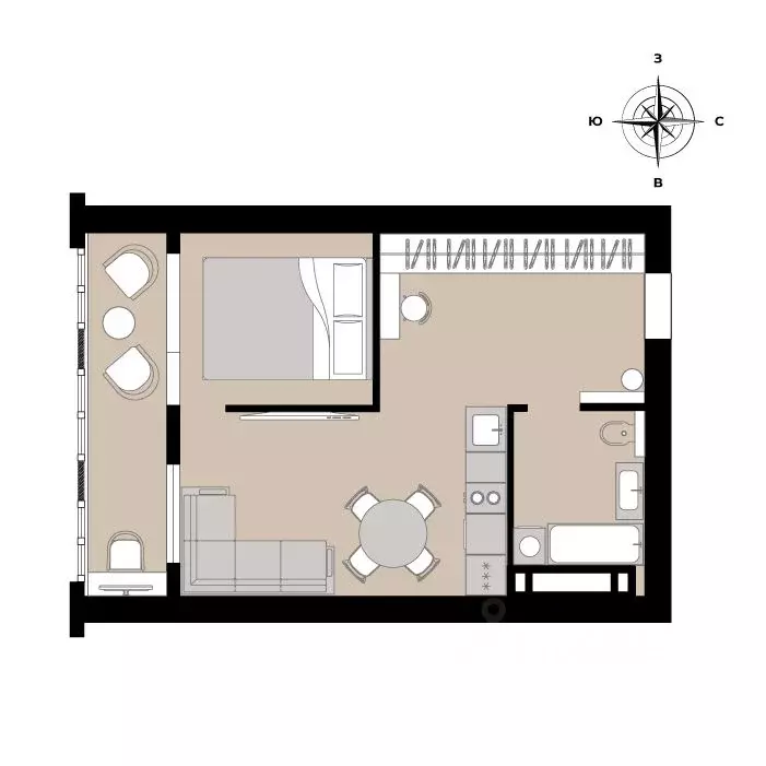 1-к кв. Приморский край, Владивосток Енисейская ул. (41.59 м) - Фото 2