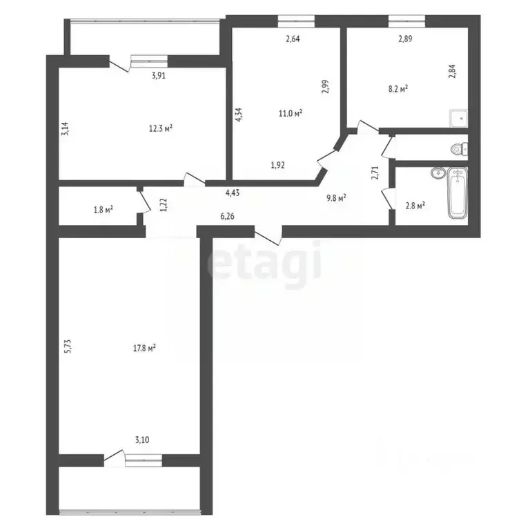 3-к кв. Амурская область, Тамбовский муниципальный округ, с. ... - Фото 2