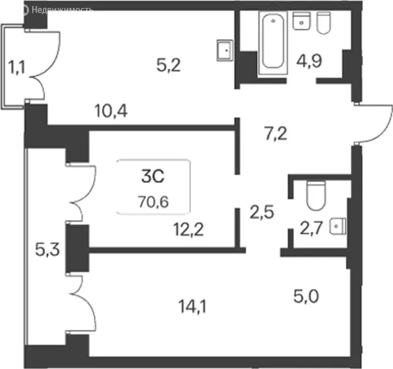 2-комнатная квартира: Новосибирск, ЖК Расцветай на Красном (71 м) - Фото 1