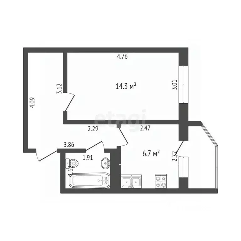 1-к кв. Тюменская область, Тюмень Антипино мкр, ул. Беловежская, 17 ... - Фото 2
