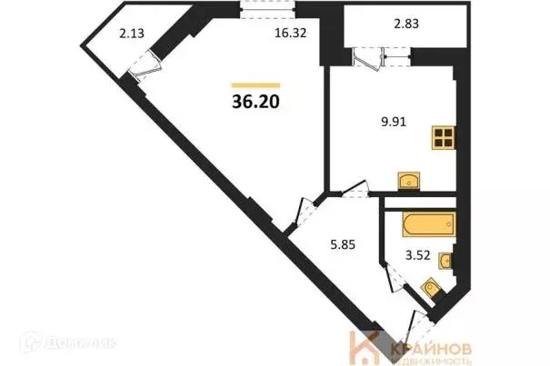 Продаётся 1-к квартира, 36.2 м - Фото 0