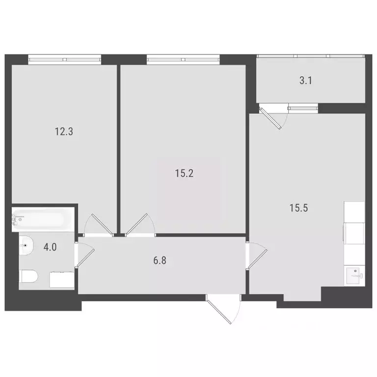 2-к кв. Самарская область, Самара АмГрад жилой комплекс (55.42 м) - Фото 1