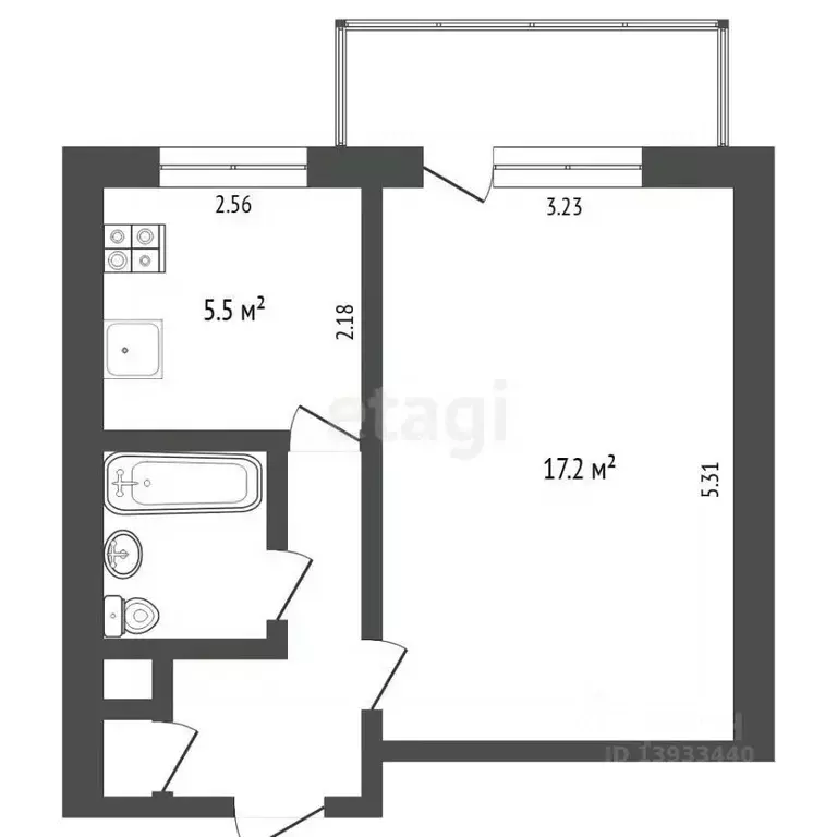 1-к кв. Тюменская область, Тюмень Микрорайон мыс, ул. Мусоргского, 42 ... - Фото 2