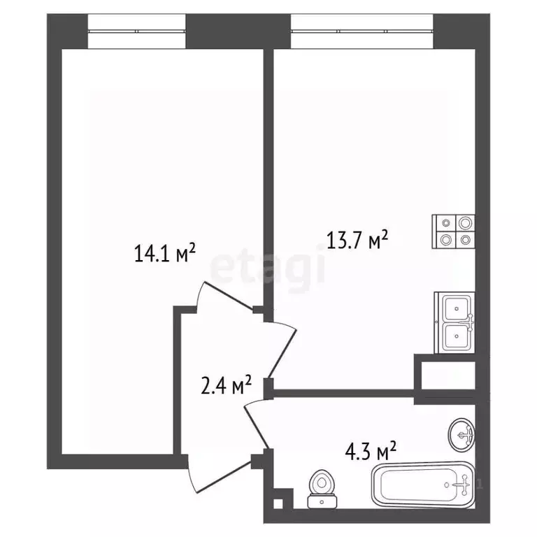 1-к кв. Ямало-Ненецкий АО, Новый Уренгой Строителей мкр, 7/2 (33.3 м) - Фото 2