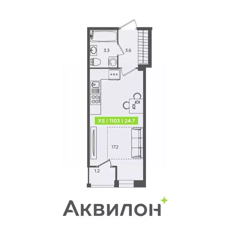 Студия Санкт-Петербург Планерная ул., 87к1 (24.7 м) - Фото 2