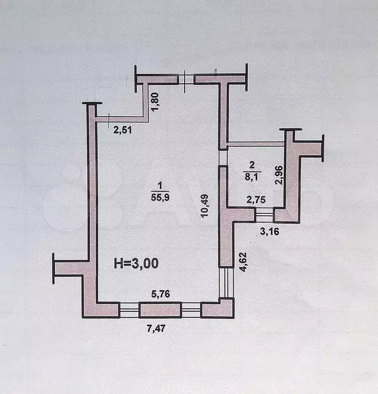 2-к. квартира, 64 м, 1/4 эт. - Фото 0