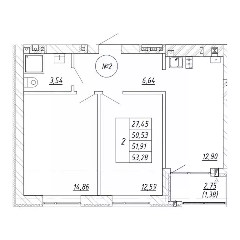 2-к кв. Калининградская область, Зеленоградск  (53.28 м) - Фото 1