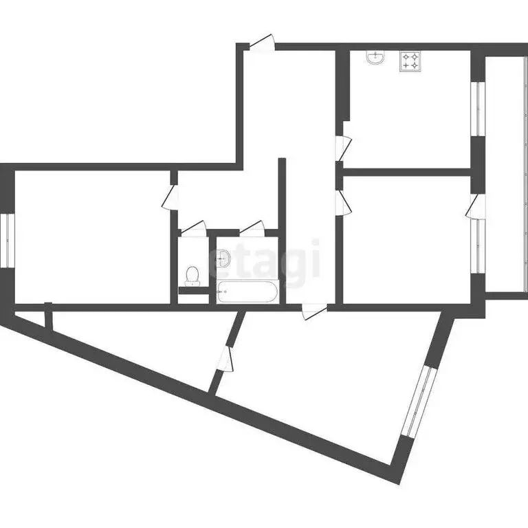 3-комнатная квартира: Томск, улица Андрея Крячкова, 21 (84.4 м) - Фото 1