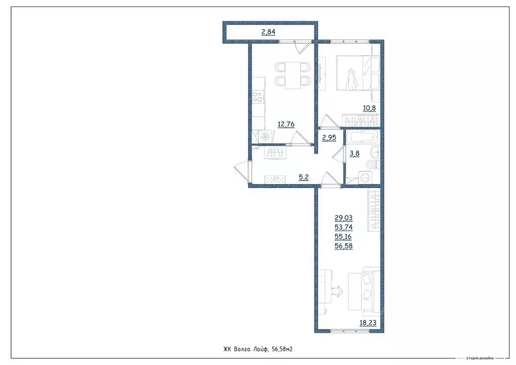 2-к кв. Тверская область, Тверь Новочеркасская ул., 49 (56.58 м) - Фото 2