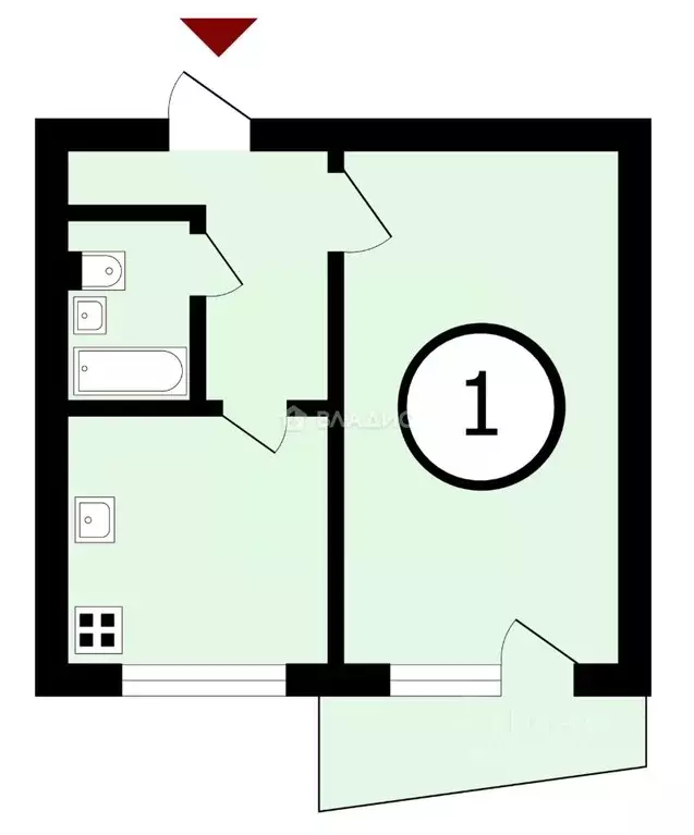 1-к кв. Владимирская область, Владимир ул. Нижняя Дуброва, 24 (37.0 м) - Фото 1